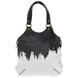 SAINT LAURENT Yves Rive Gauche Tribute Tote Handbag Black White